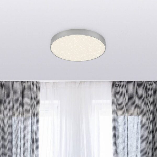 Stropné LED svietidlo Flame Star Ø 21,2cm striebro