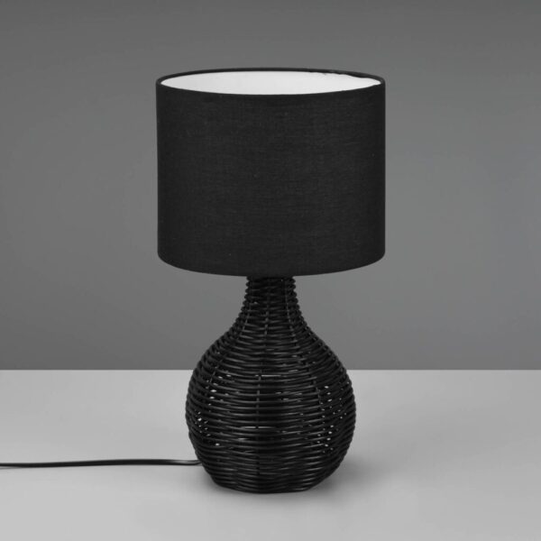 Stolová lampa Sprout, ratan a textil, čierna