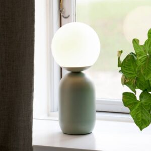Stolová lampa Notti z kovu a skla, zelená